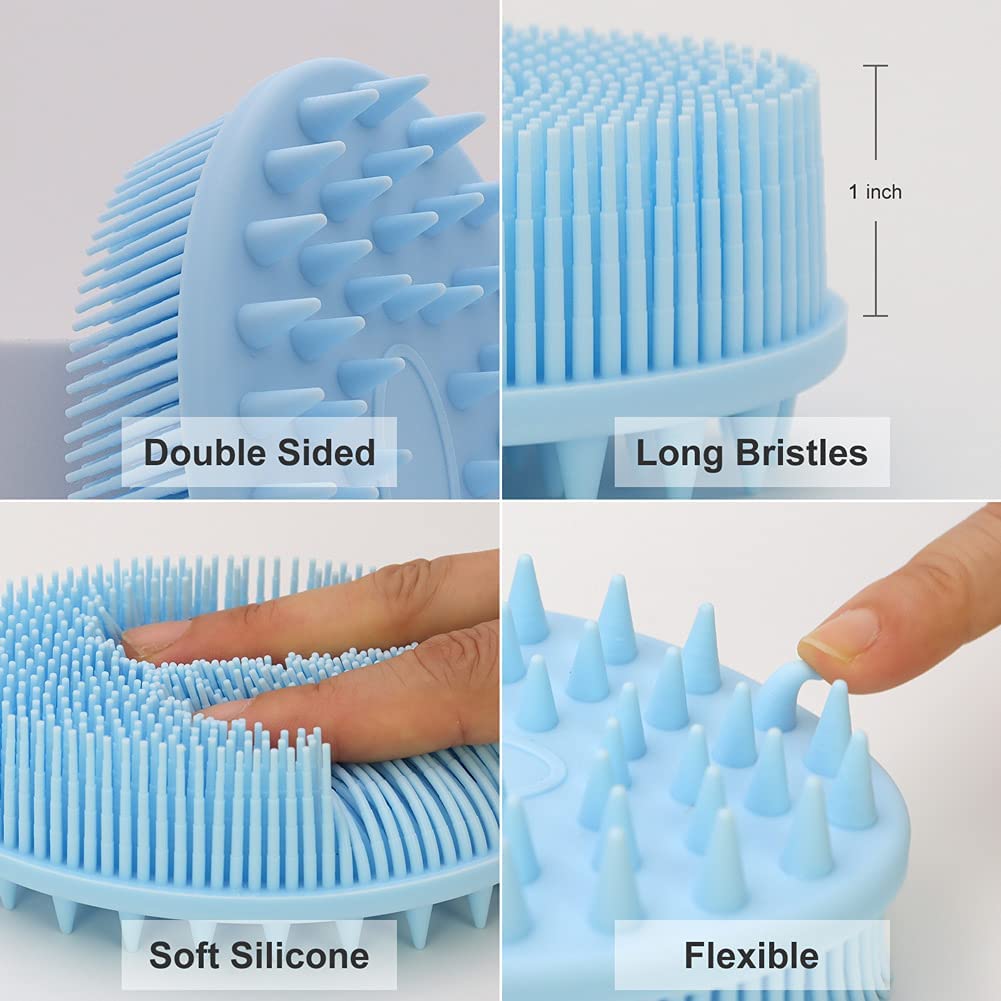 Upgrade 2 in 1 Bath and Shampoo Body Brush, Silicone Body Scrubber for Use in Shower, Exfoliating Body Brush, Premium Silicone Loofah, Head Scrubber Beauty & Personal Care WETANG