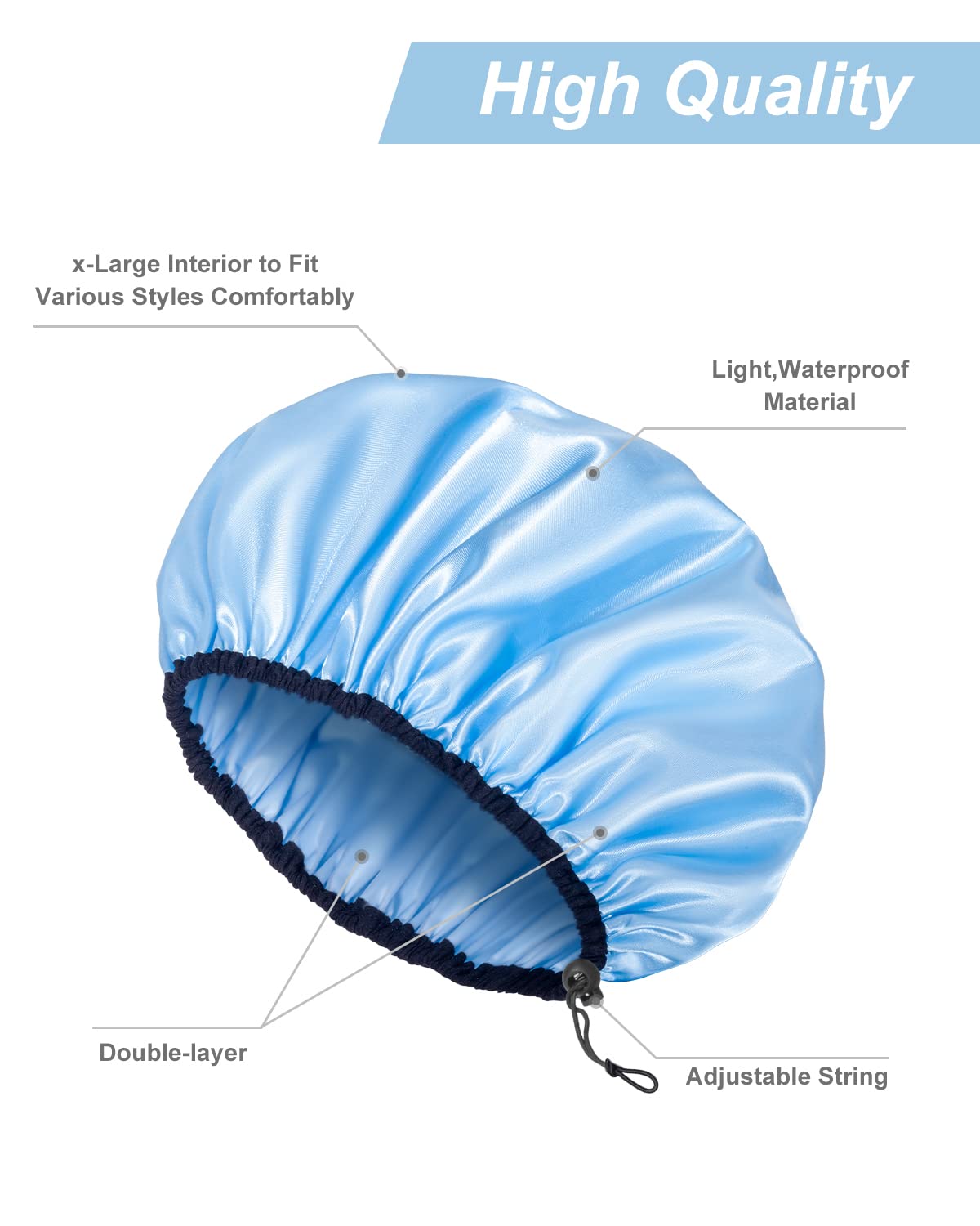 Auban Shower Cap for Women, Adjustable Reusable, Extra Large, Double-Layer Waterproof Bathing cap, Waterproof Exterior, EVA Lining, Hair Cap for All Beauty & Personal Care Auban
