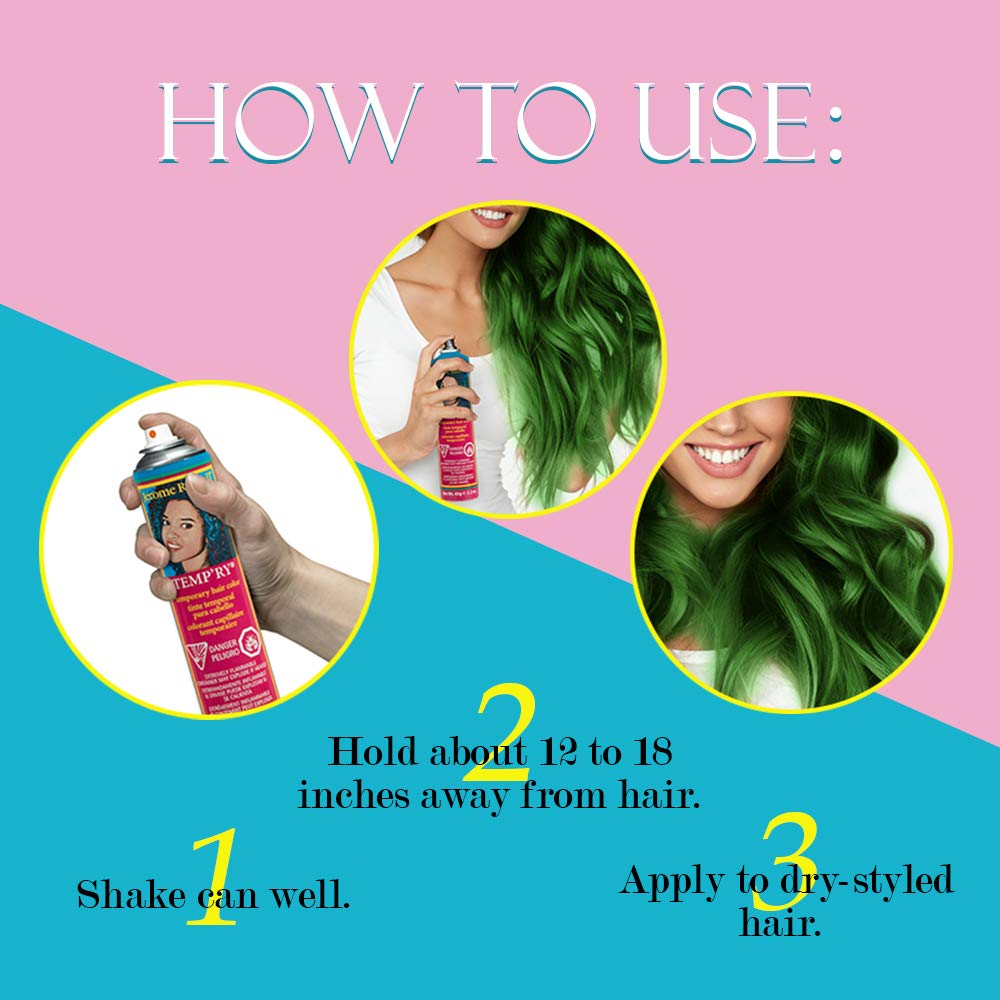 Jerome Russell Temp'Ry Spray-On Green Hair Color, 2.2Oz X 3 Pack Beauty & Personal Care Jerome Russell