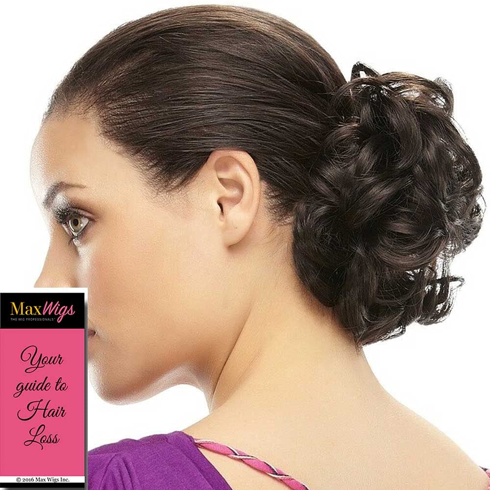 Fun Bun Hair Wrap Color 33 Dark Auburn - Easihair Hairpieces Elastic Band 4" Length UpDo Ponytail Accent Synthetic Fiber Curly Wavy Locks 676a Bundle