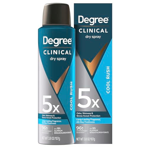 Degree Clinical Strength Antiperspirant Deodorant Cool Rush Dry Spray 96-Hour Sweat and Odor Protection 5x Types of Sweat 3.8 OZ Beauty and Personal Care Degree Default Title