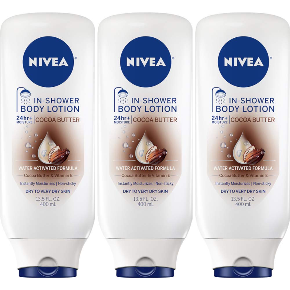 NIVEA Lotion In-Shower Cocoa Butter 13.5 Ounce (Dry To Very Dry) (400ml) (Pack of 3) Beauty & Personal Care NIVEA