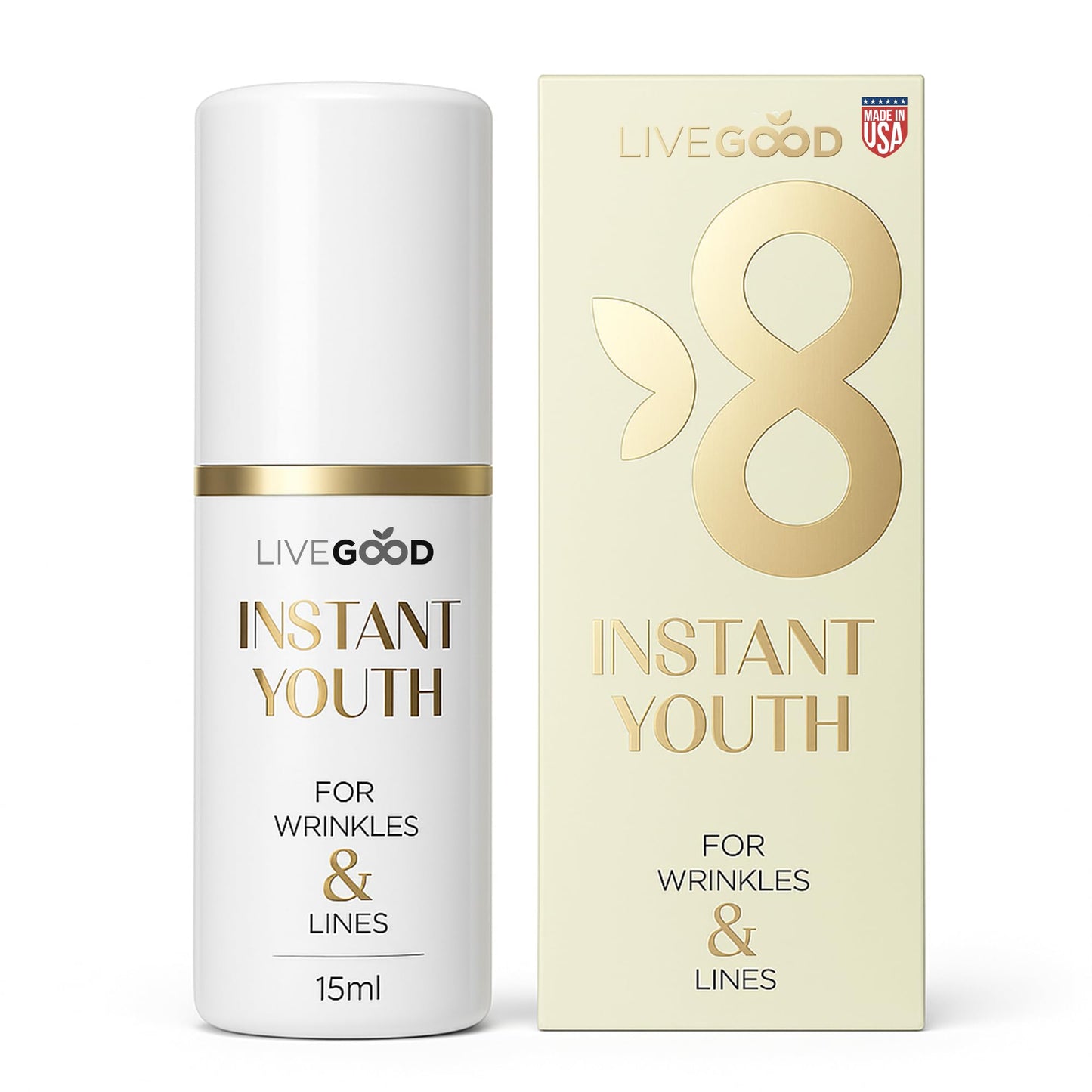 LIVEGOOD Instant Youth Wrinkle Reducer, Face and Eye Smoothing Cream for Fine Lines and Puffiness, Fast-Absorbing Silicate Formula for Temporary Beauty & Personal Care LIVEGOOD