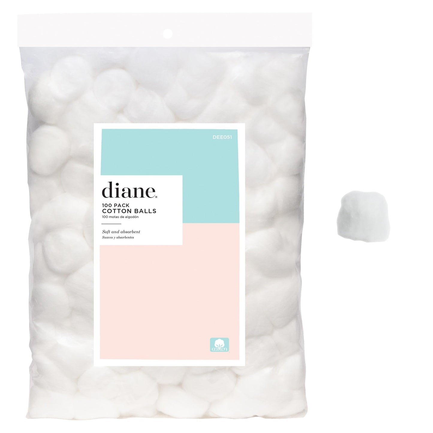 Diane 100% Pure Cotton Balls, 100 Count - Soft, Super Absorbent, Multipurpose Cotton Balls for Makeup Removal, Nail Polish, Applying Lotion or Powder Beauty and Personal Care Diane Default Title