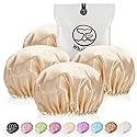 Shower Cap for Women Reusable Extra Large Shower Cap for Men (Golden 4 Pack Large) Satin Double Layer EVA Waterproof Long Hair Cap Beauty & Personal Care WhaleLife