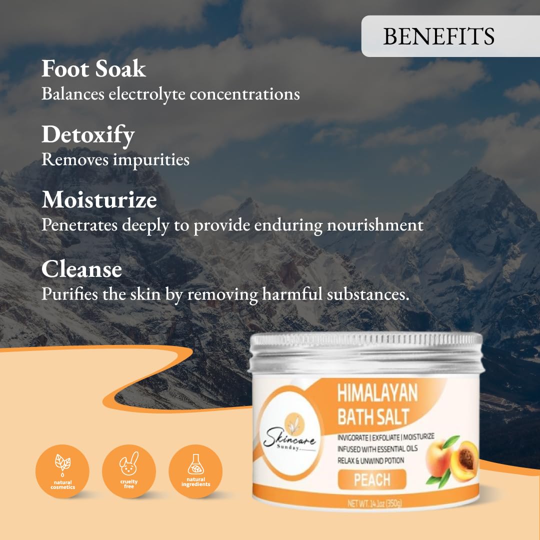 Skincare Sunday Himalayan Bath Salts Infused with Minerals and Essential Oils - Invigorate - Exfoliate - Moisturize - Detoxify - Cleanse - Relaxing Beauty and Personal Care SKINCARE SUNDAY