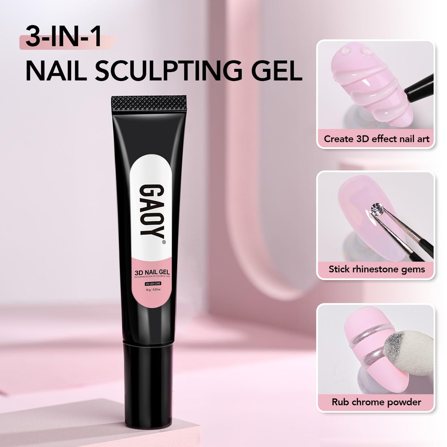 GAOY 2Pcs 3D Nail Gel, Clear Sculpting Gel for Carving, Molding & Painting Nail Art Designs, Glue for Rhinestone Gems Decoration Beauty and Personal Care GAOY