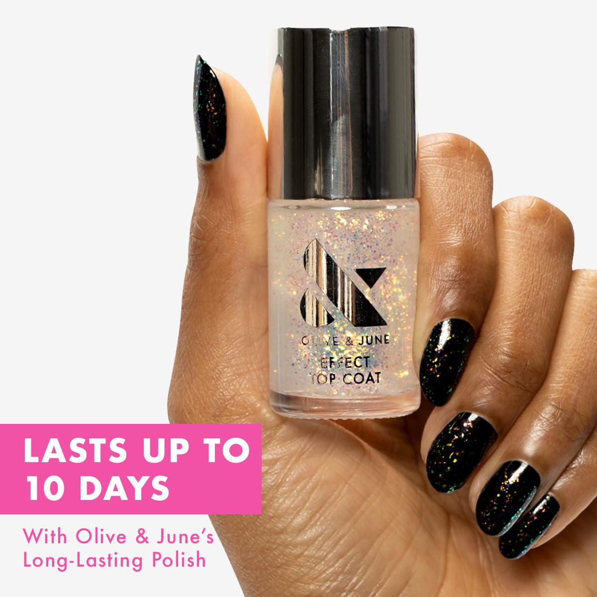 Olive & June Long Lasting Nail Polish Top Coat, Stardust Effect