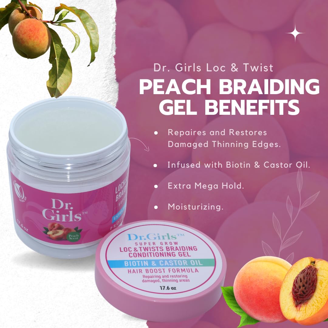 R&B Collection Dr. Girls Braiding conditioning Gel / 24 Hour Hold/Extra Mega Hold/17.6oz (Peach) Beauty & Personal Care R&B Collection