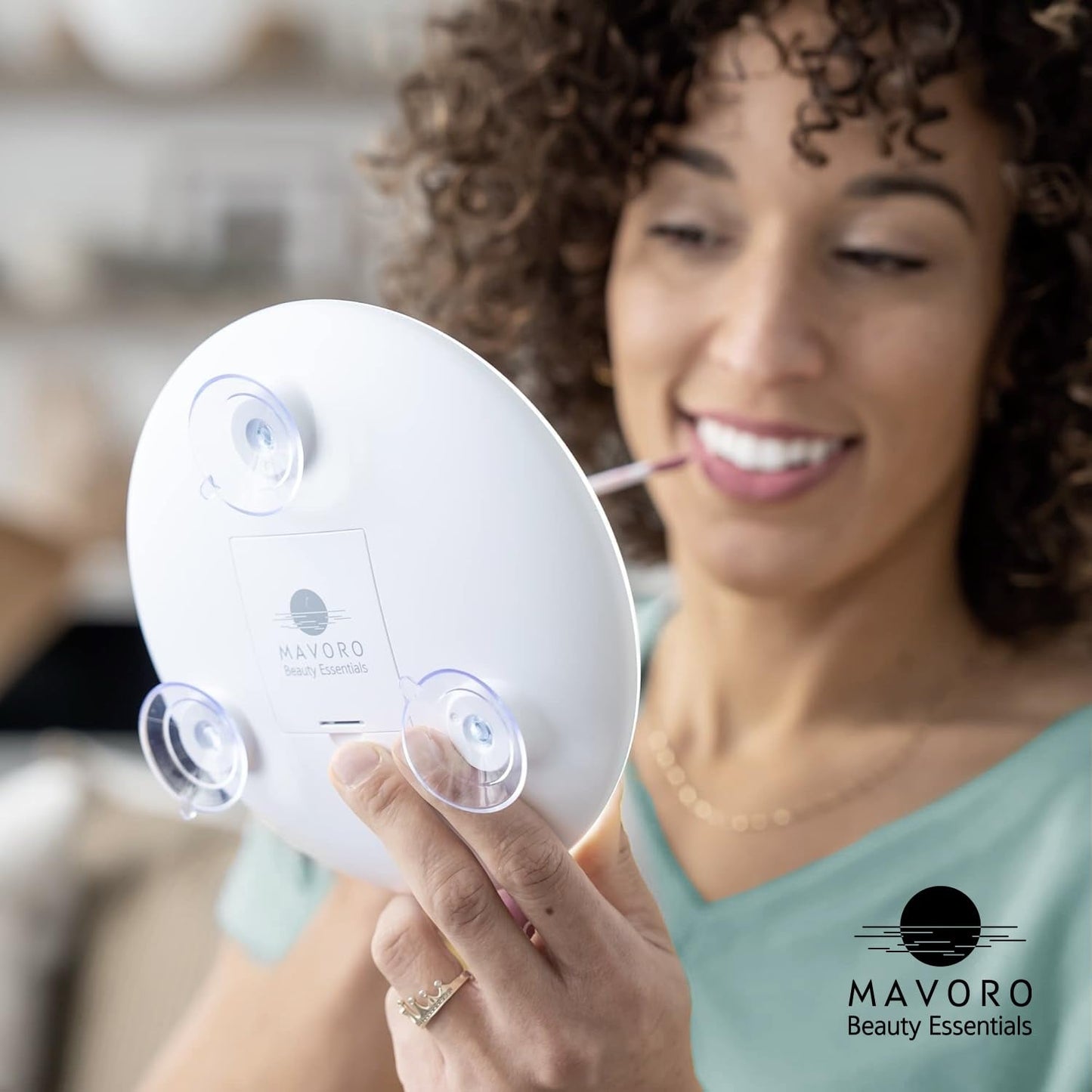Mavoro 6.8" LED Magnifying Mirror with 3 Strong Suction Cups | 10X Magnification | Portable Lighted Travel Makeup & Cosmetic Mirror with Light (4 AAA Beauty & Personal Care Mavoro