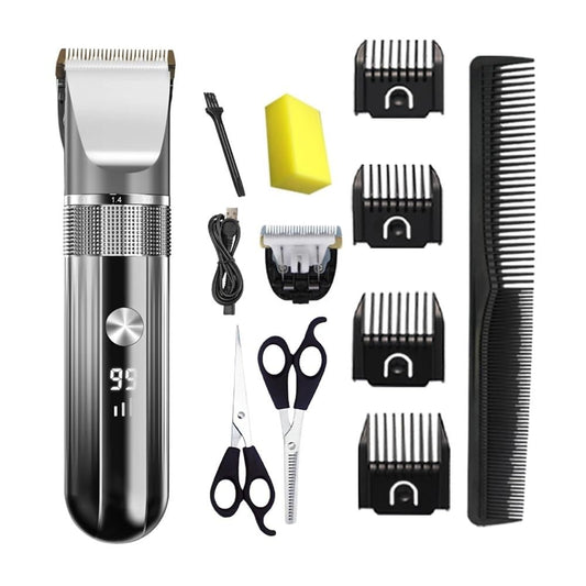 EWKYLSEM Electric Hair Clipper Professional Trimmer Household Waterproof LED Display Men USB Charging Haircut Tools Set(Black-Set2) Beauty and Personal Care EWKYLSEM