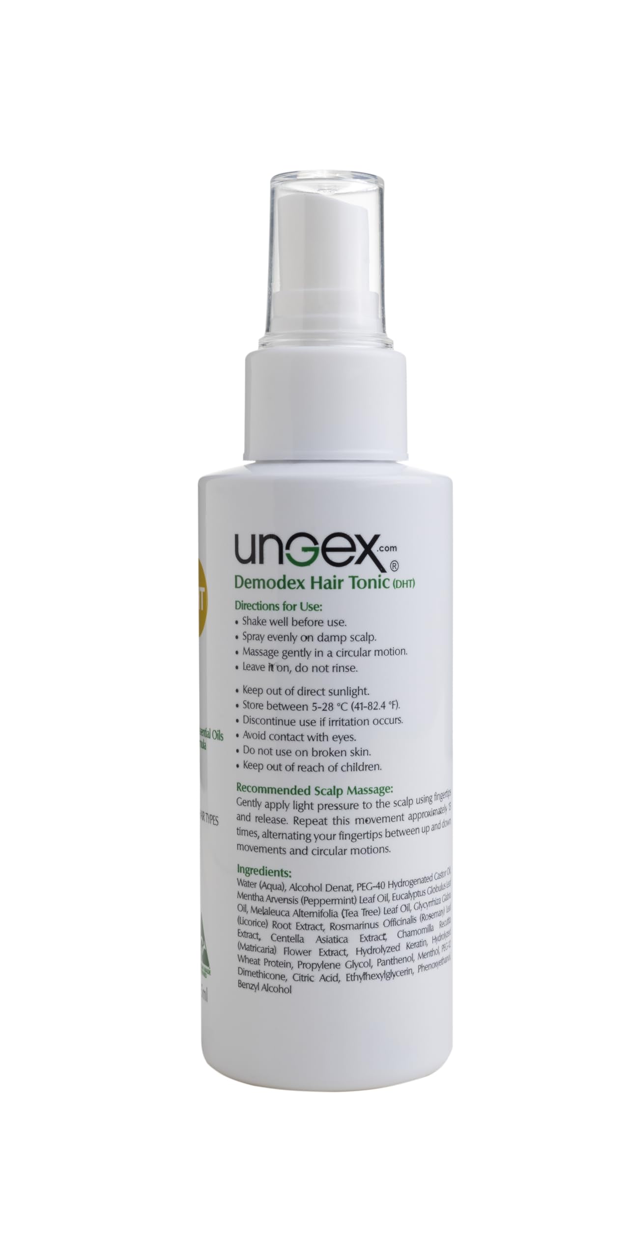 Ungex Demodex Hair Tonic | Herbal Leave-In Spray for Scalp & Hair Care | Natural Formula | DHT Beauty & Personal Care UNGEX.COM