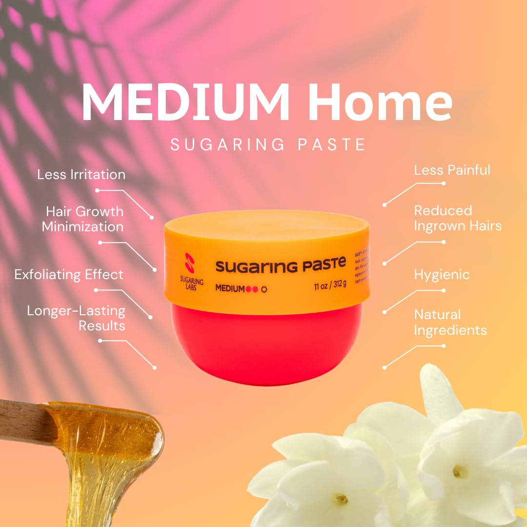 MEDIUM Sugaring Paste for HOME USE 11oz / 312g. Sugar Wax for ALL HAIR TYPES, legs, arms, face. Beauty and Personal Care Sugaring Labs