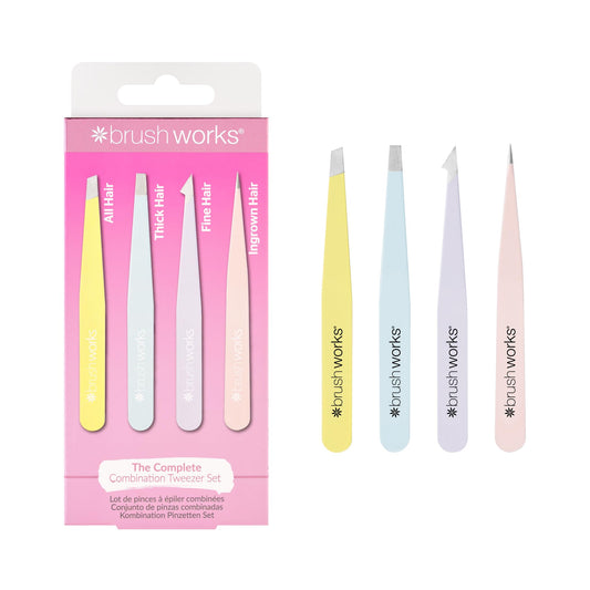 Brushworks HD 4 Piece Combination Tweezer Set - Mixed Beauty and Personal Care Brushworks