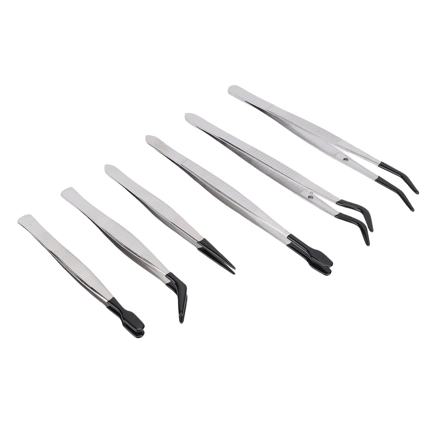 Pongnas 6Pcs Stainless Steel Tweezers Set, Multifunctional False Eyelash Tweezers with Stamp Clips Function for Makeup Application and Stamp Beauty and Personal Care Pongnas