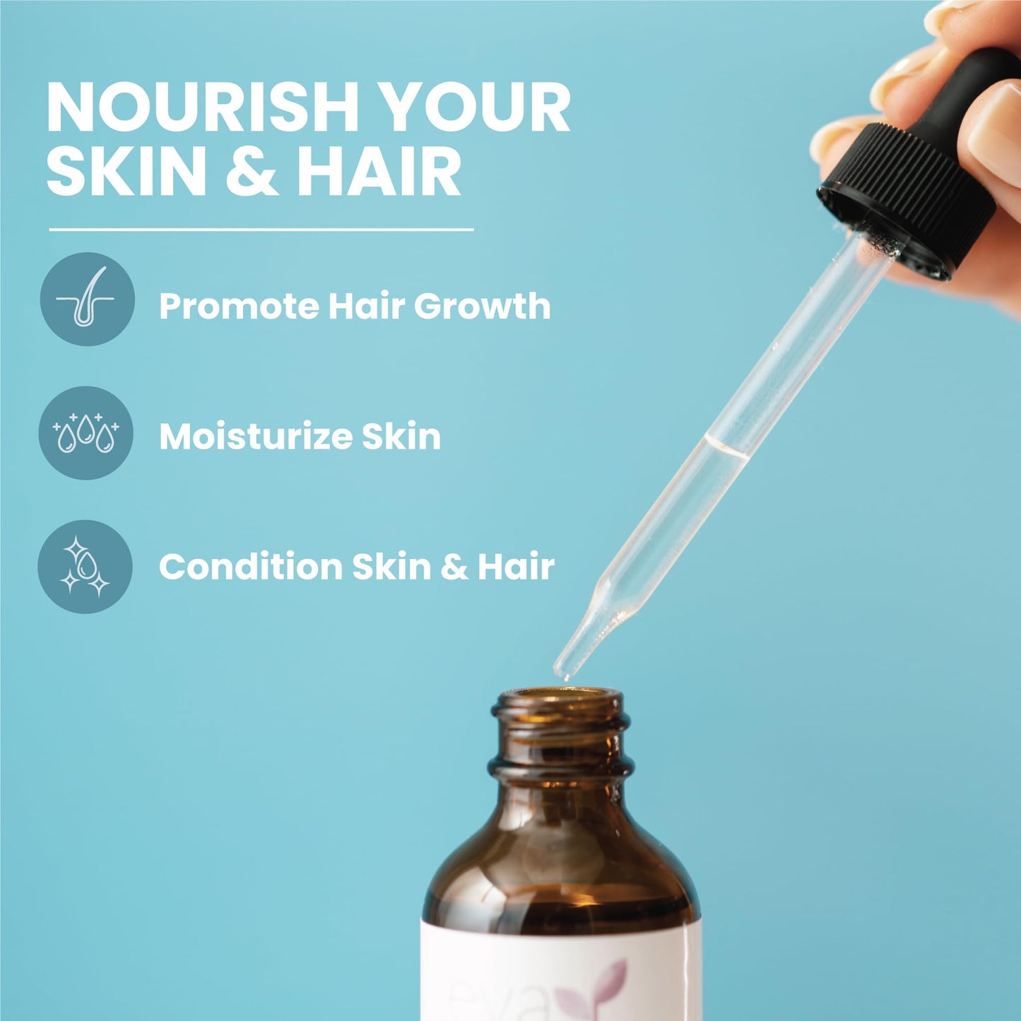 Eva Naturals 100% Pure Castor Oil - Cold Pressed for Eyelash, Eyebrow, Hair & Lash Growth, Thicker Brow & Face Serum Drops for Wrinkles, Hydrating Beauty & Personal Care Eva Naturals