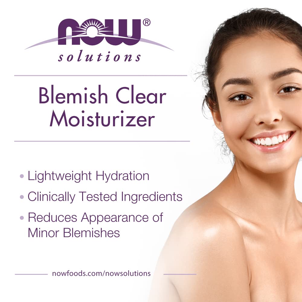 NOW Foods Solutions, Blemish Clear Moisturizer, Improves Appearance With Skin Texture and Tone With Light-Weight Hydration, 2-Ounce Beauty & Personal Care NOW Foods