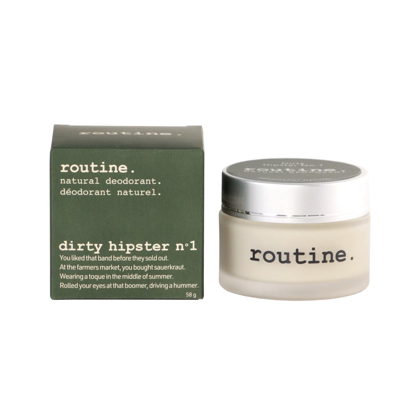Routine. Natural Deodorant Dirty Hipster No. 1 Deo Jar - 2 Fluid Oz. Natural Deodorant - Aluminum Free Natural Deodorant For Women & Men (Cream Jar Beauty and Personal Care Routine