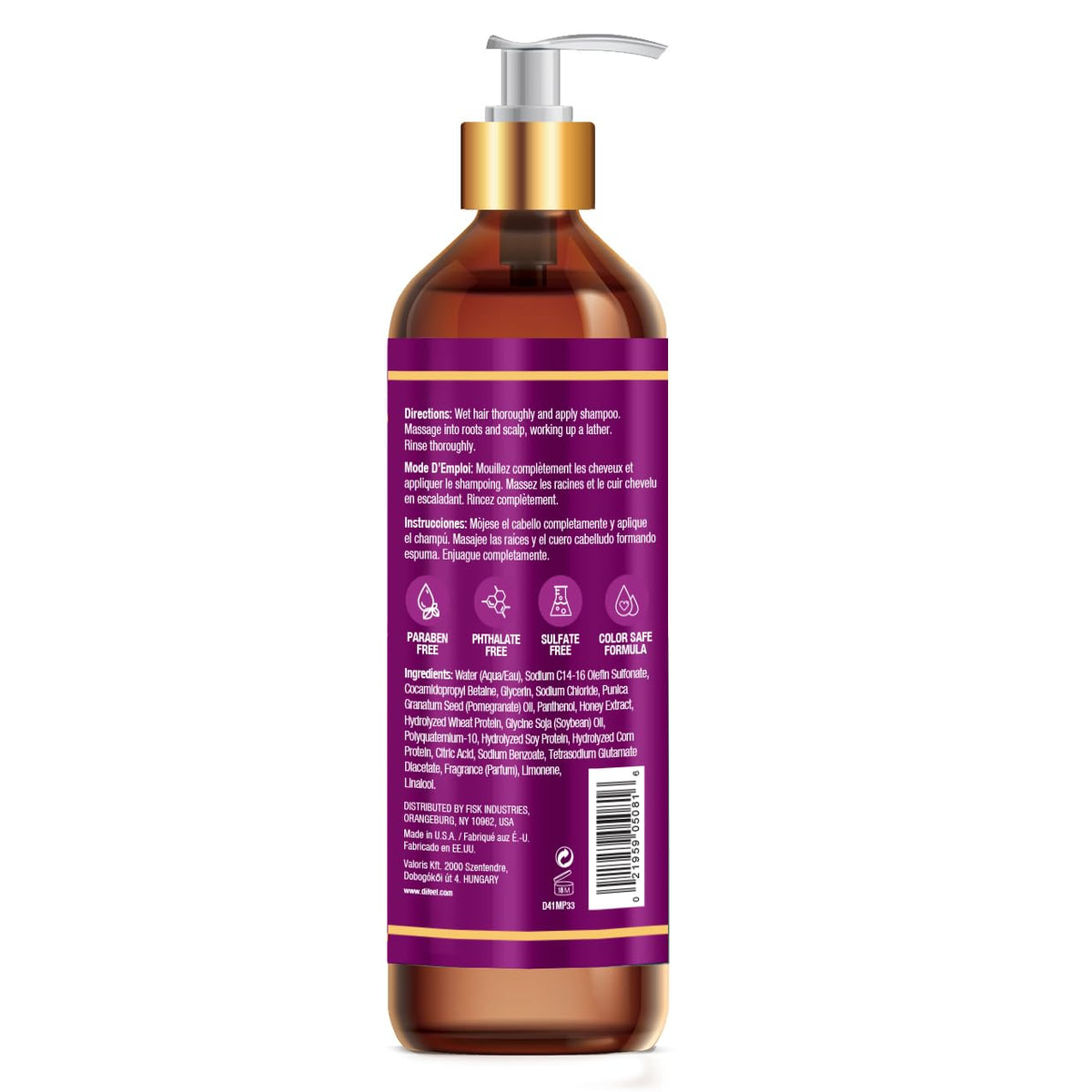 Difeel Pomegranate & Manuka Honey Sulfate-Free Shampoo 33.8 oz. - Strengthens & Moisturizes Damaged Hair