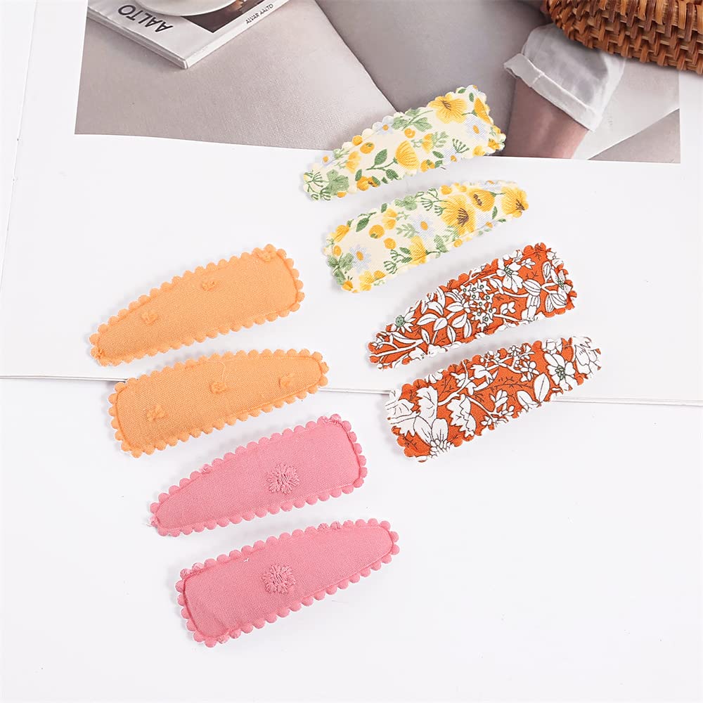 JIAHANG 20 Pcs Baby Girls Floral Print Hair Clips in Pair, Non Slip Hairpins Cotton Snap Hair Barrettes Thin Thick Hair Accessories for Toddlers Beauty & Personal Care JIAHANG