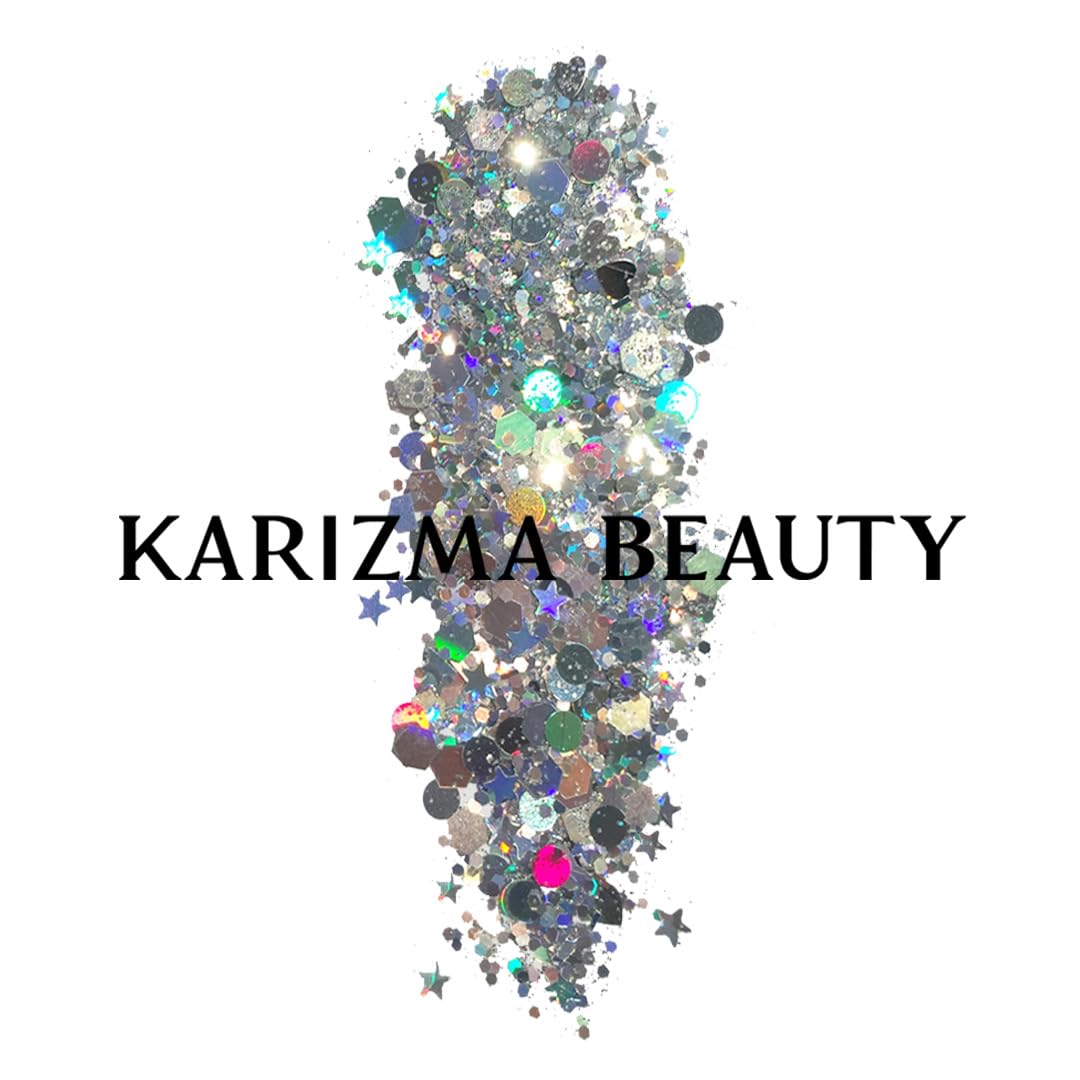 KARIZMA Holographic Silver Body Glitter. 10g Chunky Face, Hair, Eye and Body for Women. Rave, Festival Accessories, Cosmetic Makeup. Loose Set Beauty & Personal Care KARIZMA
