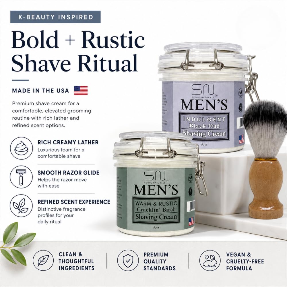Seoul Naturals Sophisticated Mahogany Teakwood Shaving Cream, k beauty, 6 oz Beauty and Personal Care Seoul Naturals