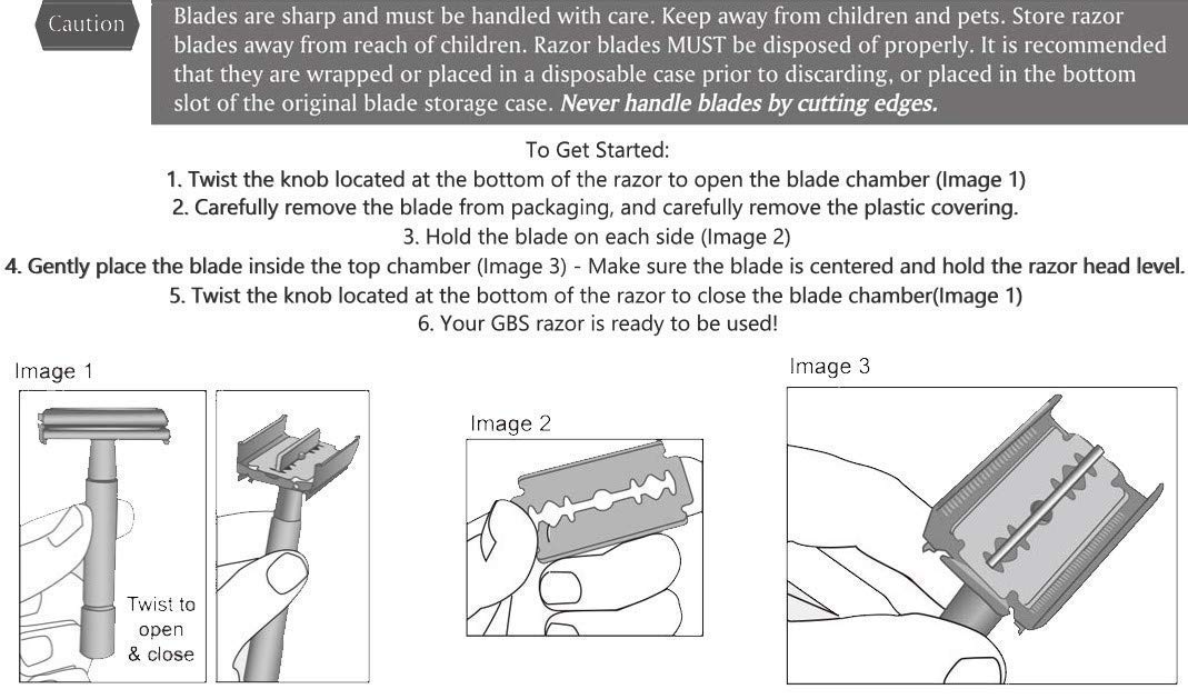 G.B.S Adjustable Double Edge Butterfly Razor Stainless Steel Knurled Handle Ergonomic Non Slip Grip Beauty and Personal Care G.B.S