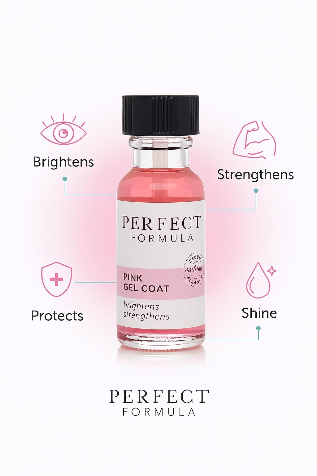 Perfect Formula Pink Gel Coat - Rosey Glow Nail Strengthener & Keratin Treatment, 0.6 oz - Protein-Rich, Glossy Pink Gel Nail Polish for Damaged Nails Beauty & Personal Care Perfect Formula