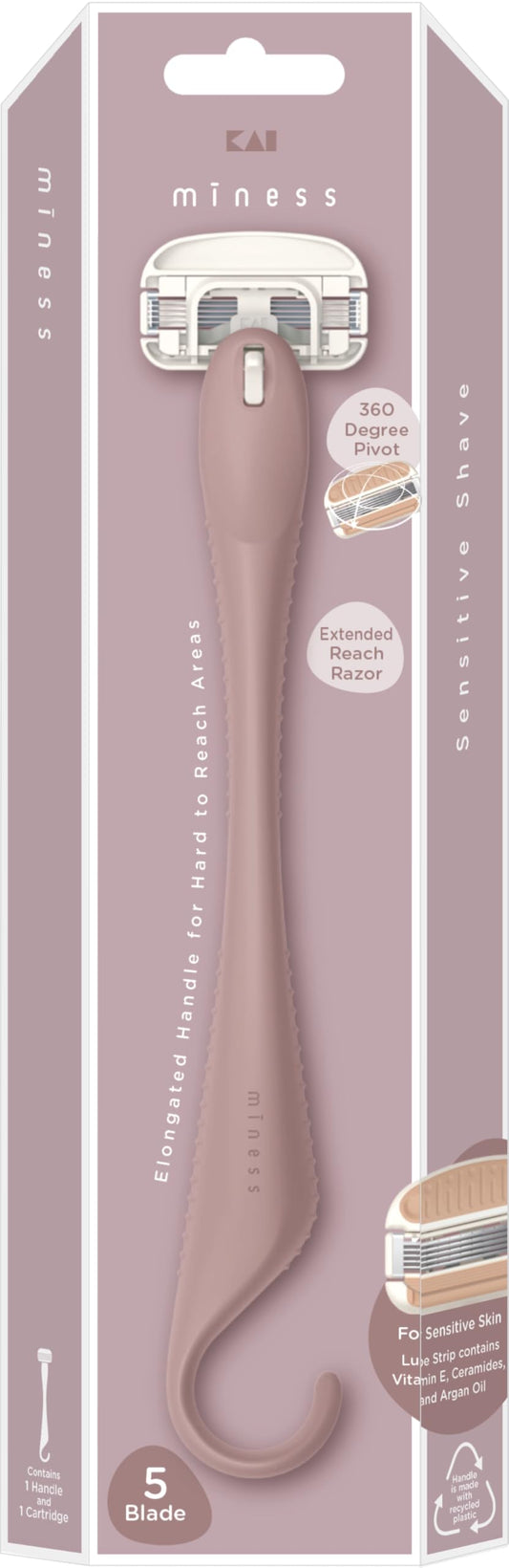 Kai Miness Extended Reach Body Razor, Gentle Beauty Groomer for Hair Removal, Ideal for Shaving in Hard-to-Reach Areas, Japanese Steel Removes Body Beauty and Personal Care Kai Beauty