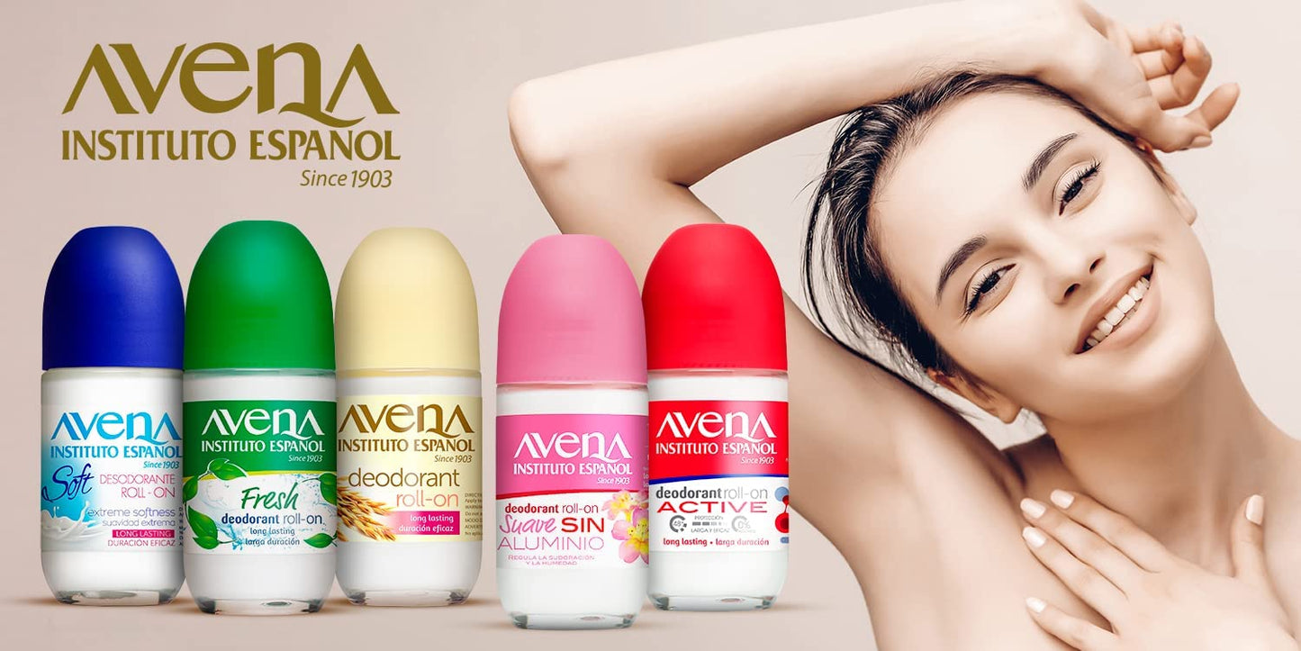 Instituto Espanol Avena Deodorant Roll-On Fresh, Anti-Perspirant, Long-Lasting, Non-Alcohol, Oat Extract, 2-Pack of 2.53 FL Oz Each Beauty and Personal Care Avena Instituto Espanol