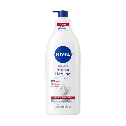 NIVEA Intense Healing Body Lotion for Very Dry, Itchy Skin with Glycerin, Provitamin B5 and Niacinamide, 72-Hour Body Moisturizer, 16.9 Fl Oz Pump Beauty & Personal Care NIVEA
