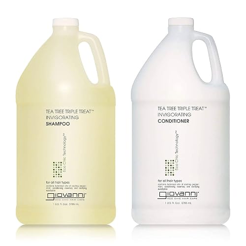 GIOVANNI Tea Tree Triple Threat Invigorating Shampoo & Conditioner Set - Cooling Peppermint, Eucalyptus, Rosemary, Helps Dry Flaking Scalp, Paraben Beauty & Personal Care GIOVANNI
