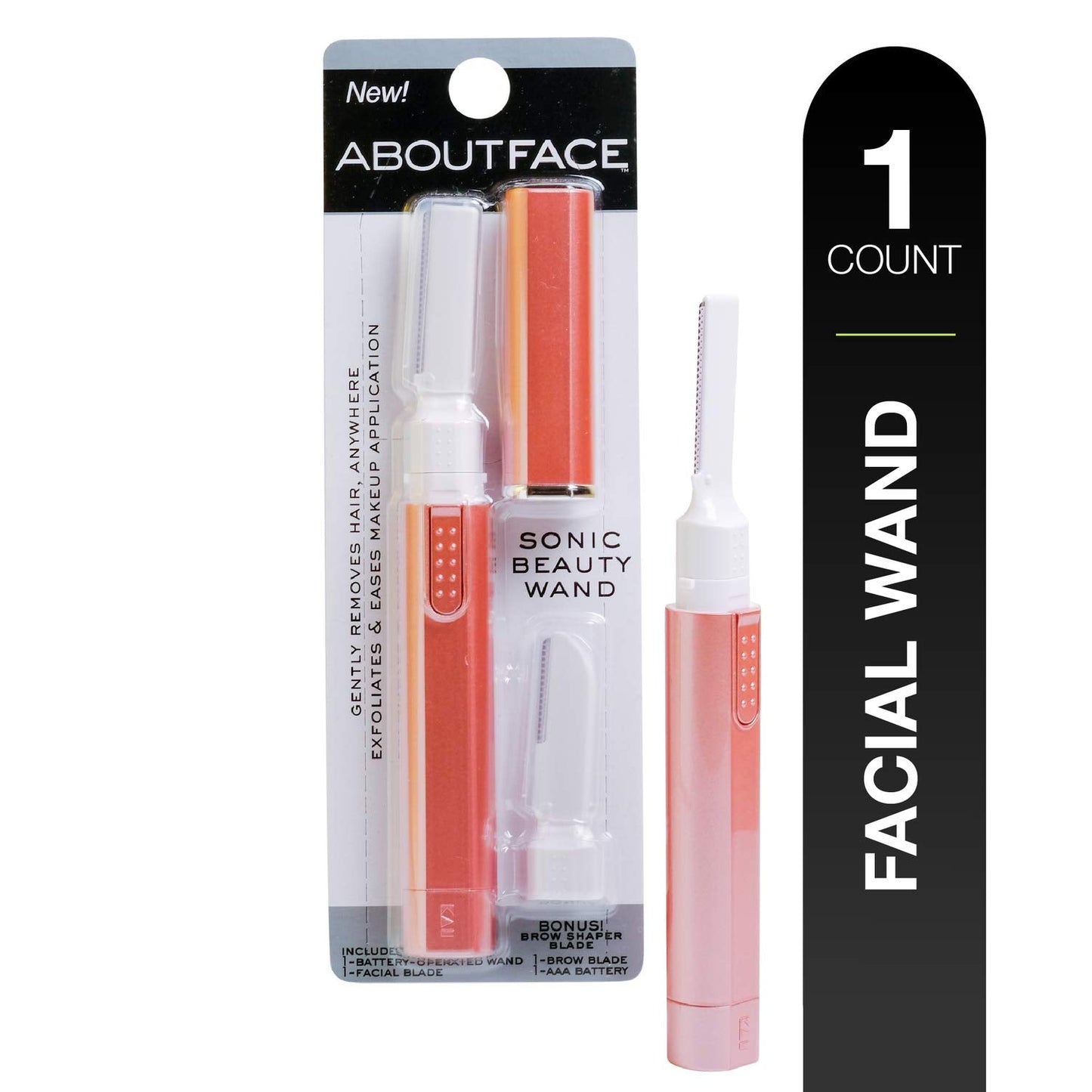 About Face Sonic Beauty Wand - Electric Facial Hair Remover and Bonus Eyebrow Shaper, Ideal for Shaving, Exfoliating and Brow Shaping, Epilator Beauty and Personal Care About Face