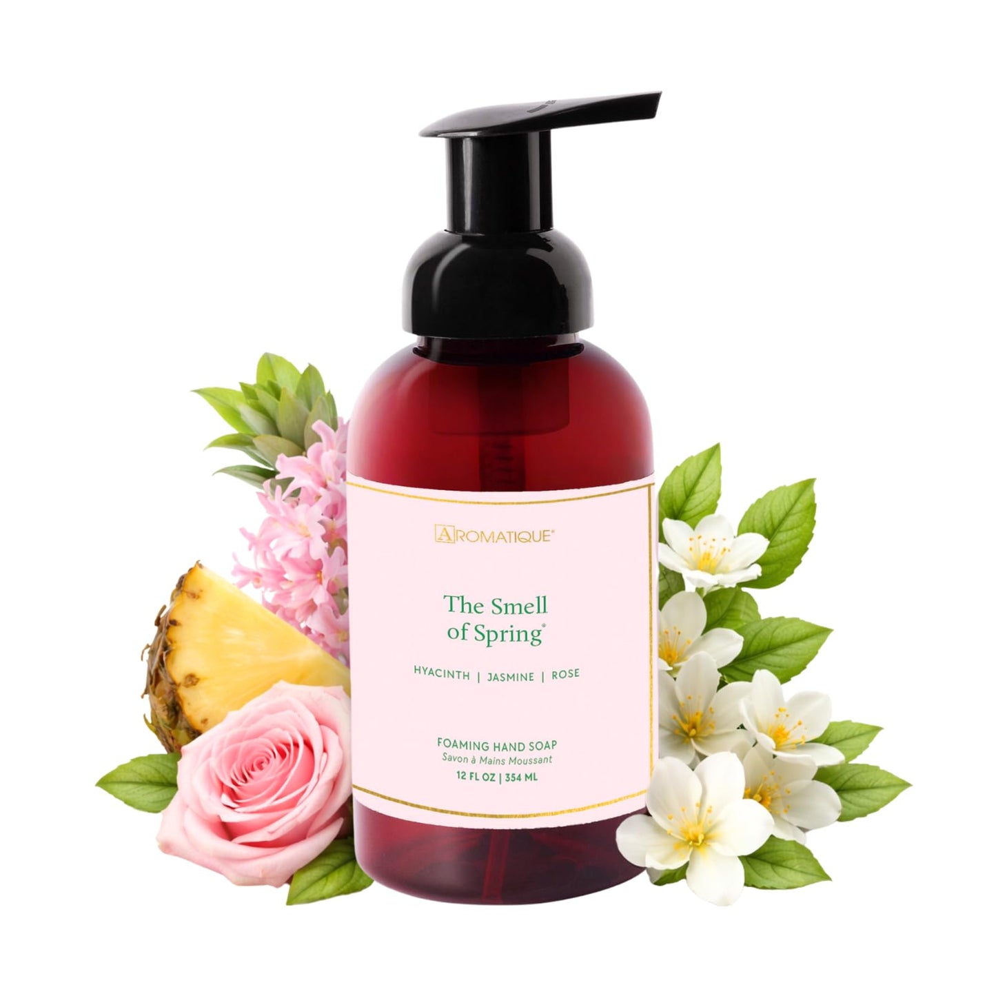 Aromatique The Smell of Spring Foaming Hand Soap Floral Moisturizing Luxury Hand Wash With Aloe Notes of Pineapple, Green Hyacinth, Jasmine, Rose Beauty & Personal Care Aromatique