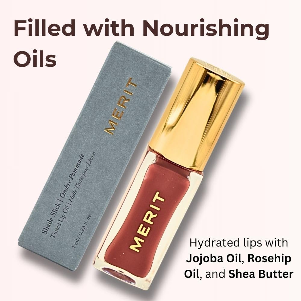 Merit Shade Slick Classics Tinted Lip Oil - Pink Beet (cool pink) 0.23 oz / 7 ml Beauty & Personal Care Merit