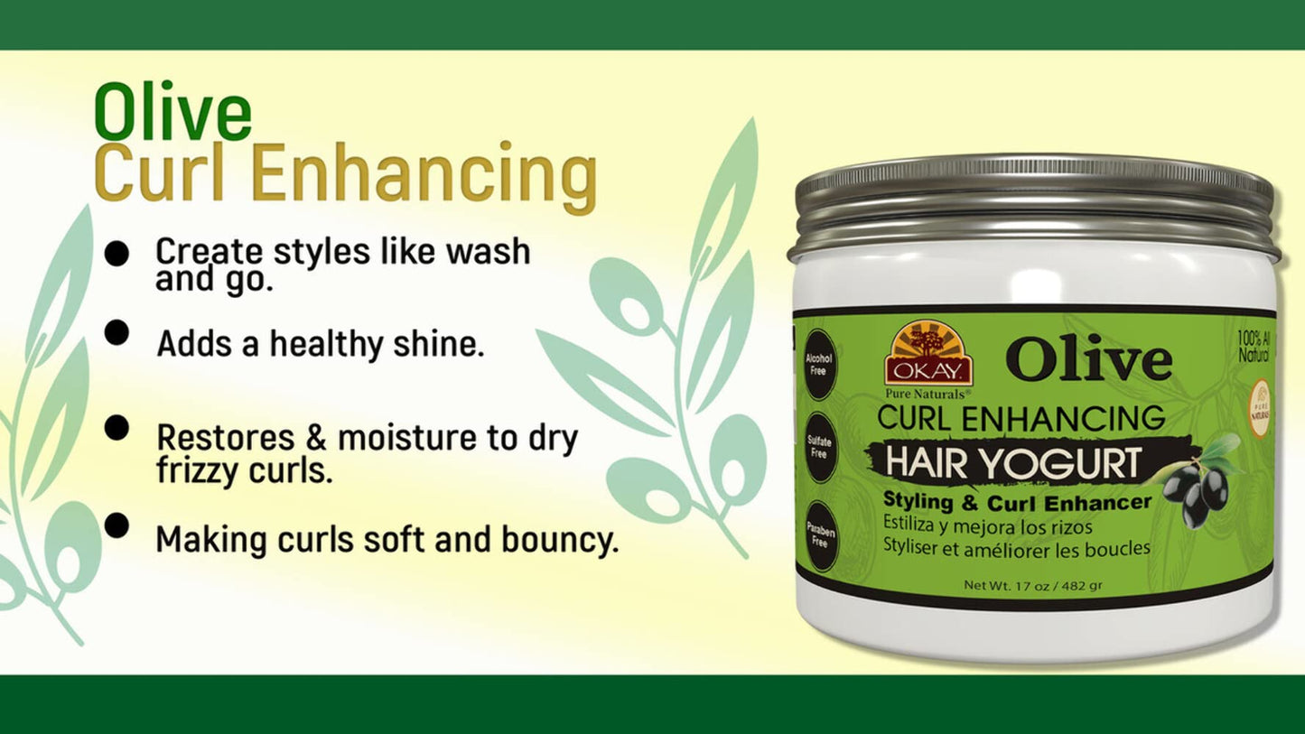Olive Curl Enhancing Hair Yogurt For Styling&Curl Enhancing For Smooth,Glossy,Frizz Free,Strong&Well Defined Curls Alcohol,Sulfate,Paraben Free Made Beauty & Personal Care OKAY