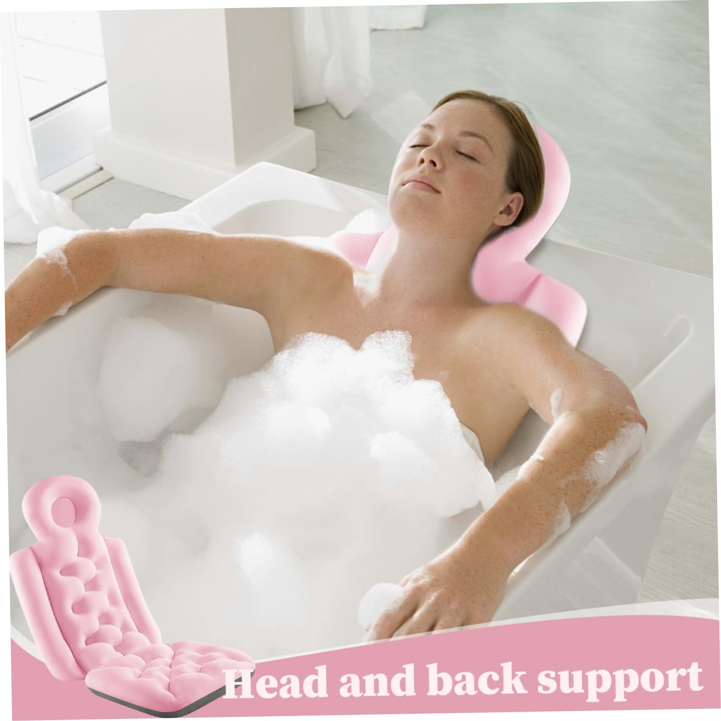 MOUNTTU Bath Cushion for Tub,16x37in Soft Non-Slip Bath Pillow Breathable Leakproof Bathtub Pillow with Buckle Fast Fast Drying Skin-Friendly Beauty and Personal Care MOUNTTU