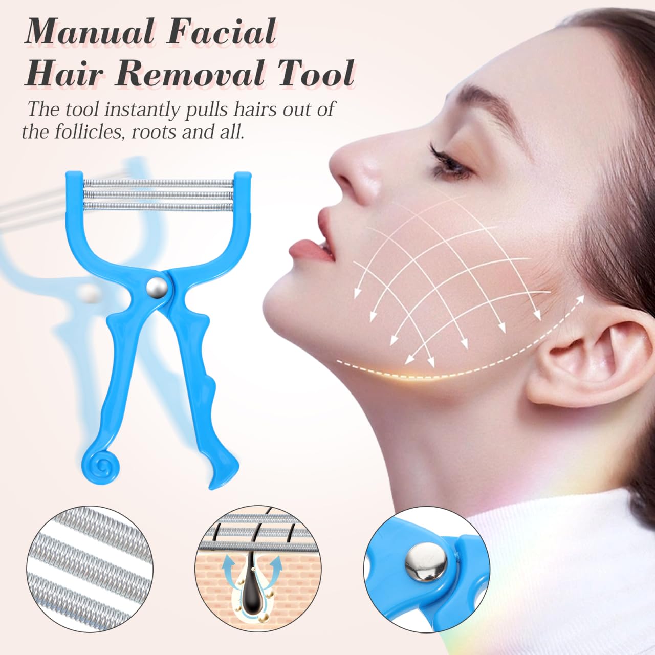 Healvian Portable Facial Hair Remover for Women Facial Threader Spring Face Epilator Beauty and Personal Care Healvian