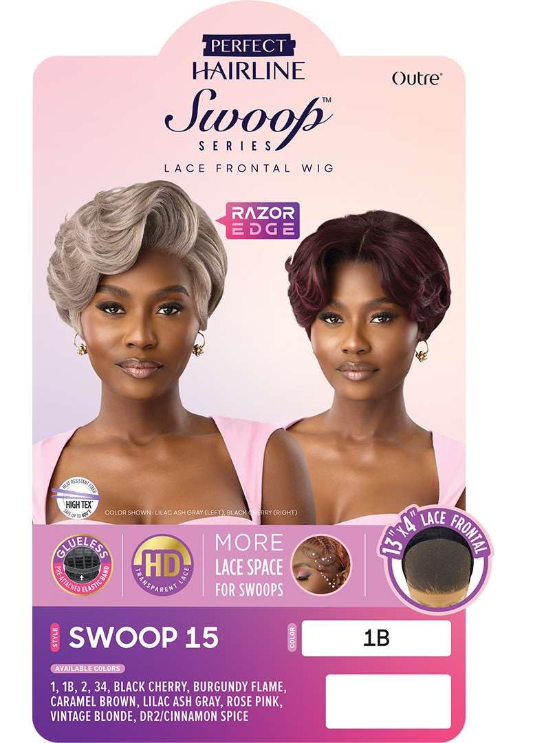 Outre Lace Front Wig - Perfect Hair Line 13X4 - Swoop Series - Swoop 15 (JET BLACK 1)