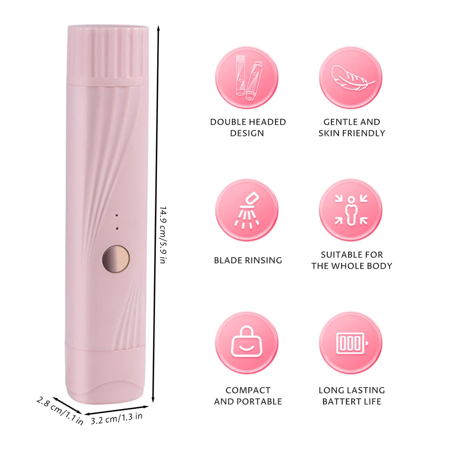 1PC Electric Bikini Trimmer for Women, 2 in 1 Ladies Electric Shaver, Washable Dual Head Shaver Women, Rechargeable Portable Bikini Trimmer for Legs Beauty and Personal Care Gcroet