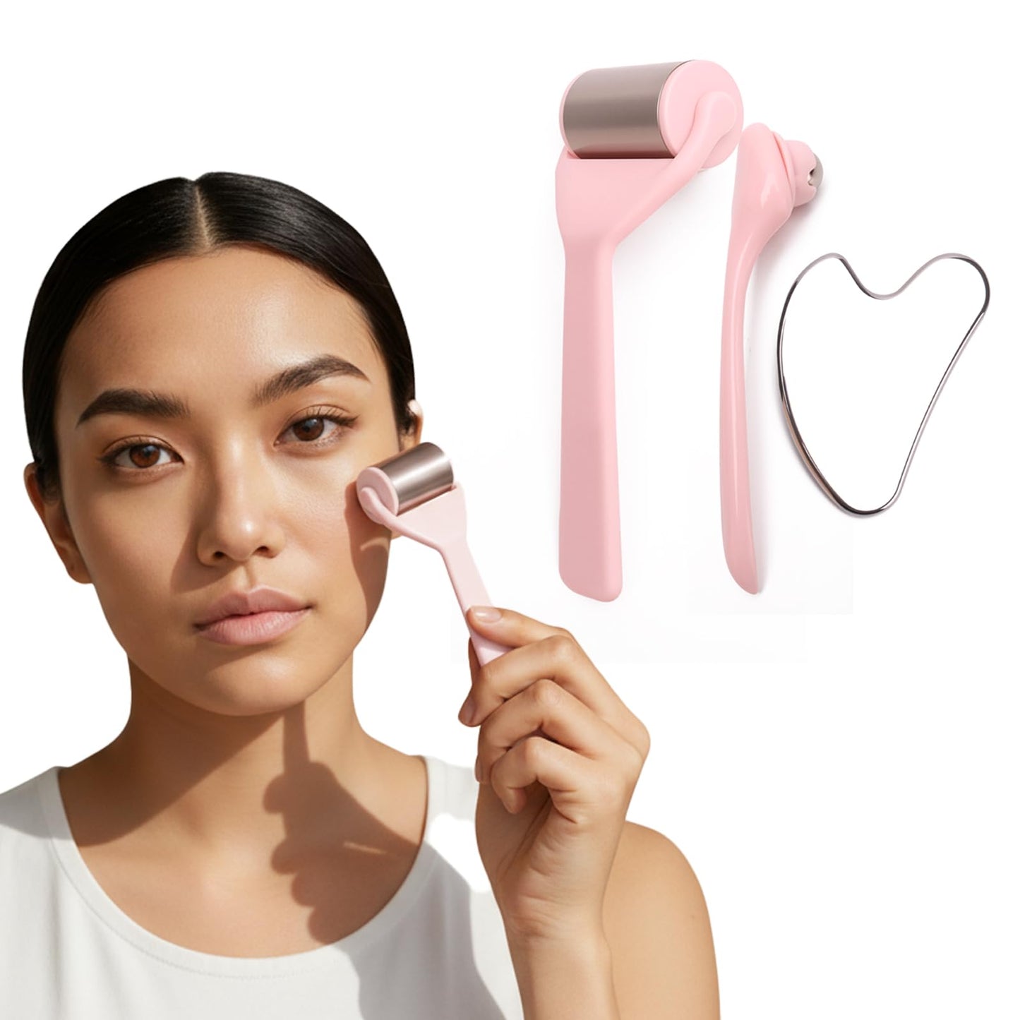 JACCOBEE Stainless Steel Facial Gua Sha Tool Set, Ice Roller for Face&Eyes Beauty and Personal Care JACCOBEE