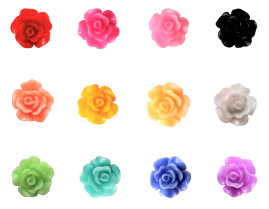 100 pieces Rose Embellishments for Nail Art Charm or jewelry making, 3D with Flat Back Resin Beads Manicure Multicolor Flowers Beauty & Personal Care VictorieLei