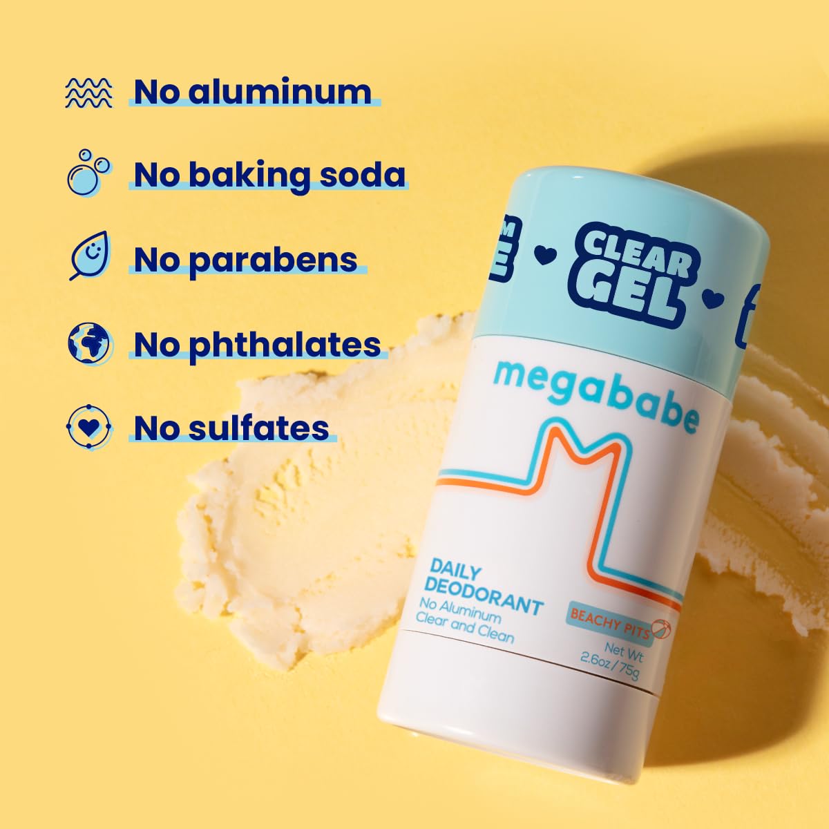 Megababe Beachy Pits Daily Deodorant, Fresh Scent, 2.6 Ounce, Stick Beauty and Personal Care Megababe