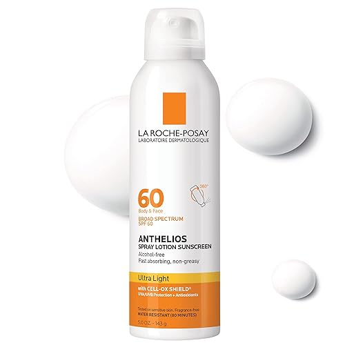 La Roche-Posay Anthelios Ultra-Light Sunscreen Spray Lotion SPF 60, Spray Sunscreen For Face & Body, Broad Spectrum SPF + Antioxidants, Oil Free Beauty & Personal Care La Roche-Posay