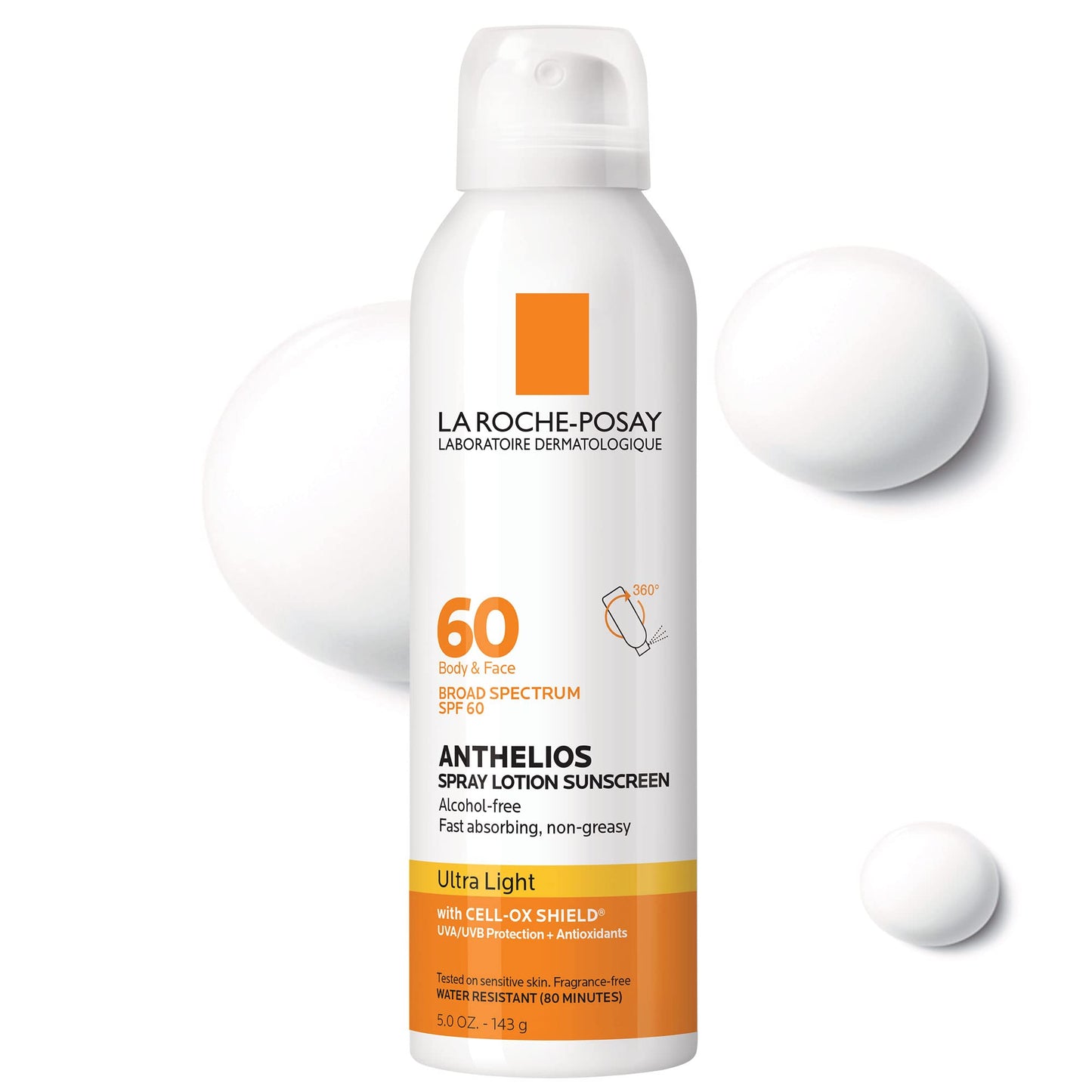 La Roche-Posay Anthelios Ultra-Light Sunscreen Spray Lotion SPF 60, Spray Sunscreen For Face & Body, Broad Spectrum SPF + Antioxidants, Oil Free Beauty & Personal Care La Roche-Posay