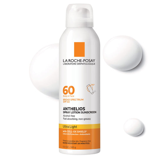 La Roche-Posay Anthelios Ultra-Light Sunscreen Spray Lotion SPF 60, Spray Sunscreen For Face & Body, Broad Spectrum SPF + Antioxidants, Oil Free Beauty & Personal Care La Roche-Posay