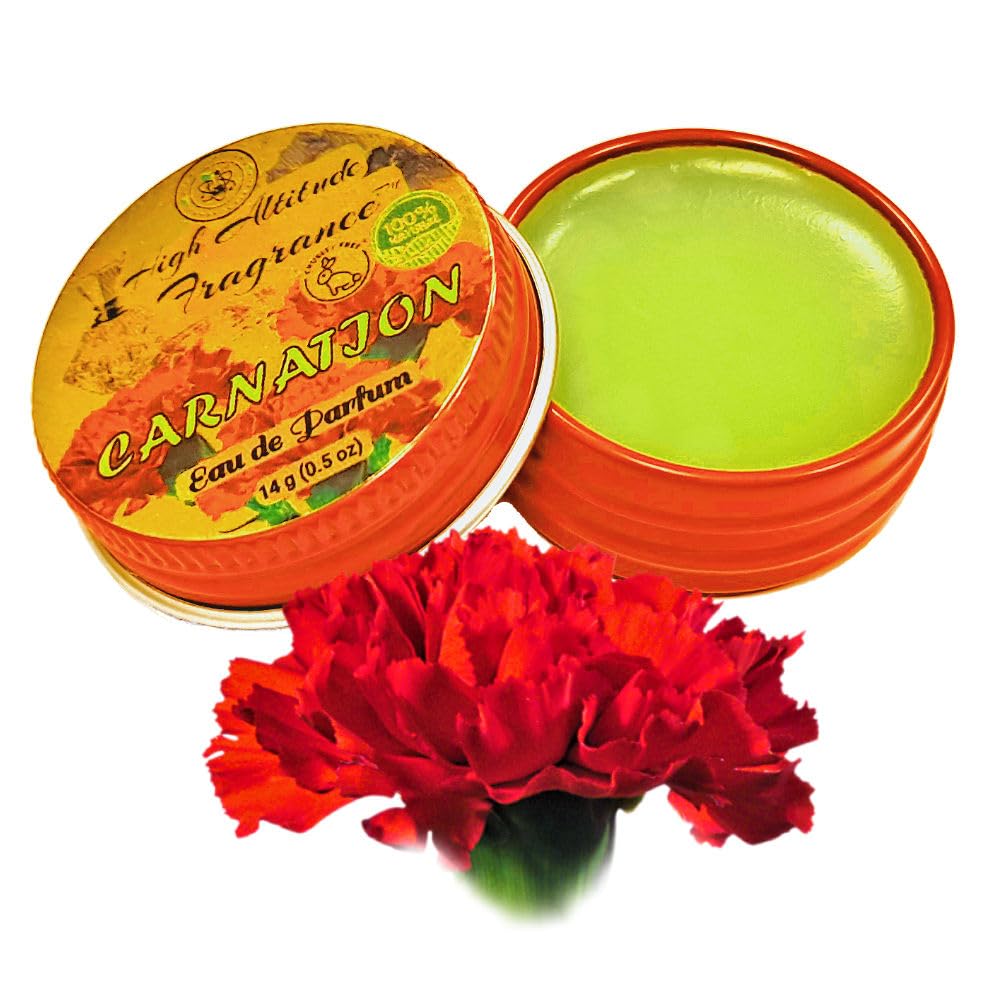 CARNATION Perfume - Eau de Parfum - Solid Balm - Natural Essential Oils Aromatherapy Fragrance (Dianthus Caryophyllus, Lily Fresh Green Floral Spicy Beauty & Personal Care HIGH ALTITUDE ORGANICS