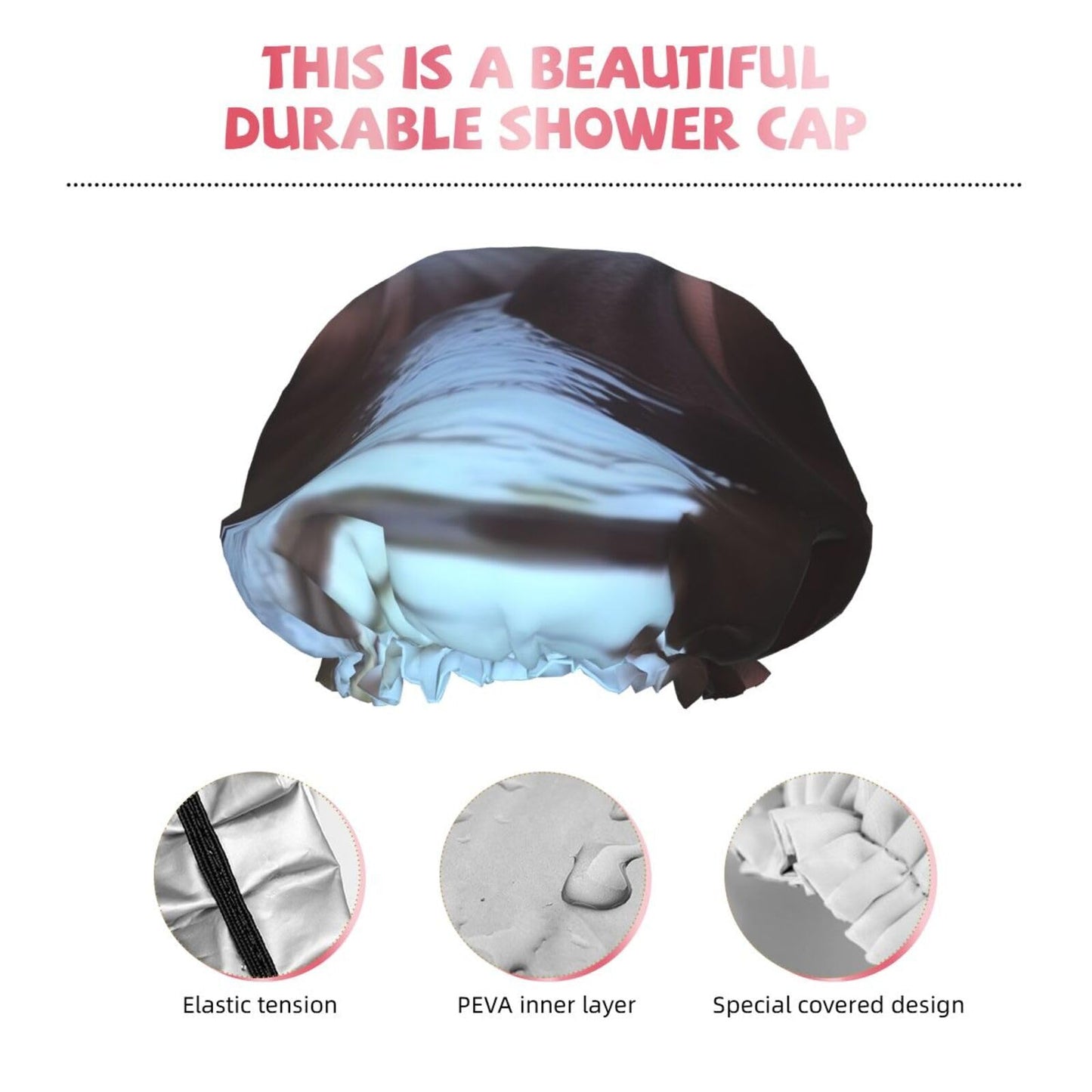 Hippos Shower Cap for Women Men Large Reusable Shower Bonnet Double-Layer Waterproof Bath Caps Elastic Band Hair Hat for All Hairstyles Beauty and Personal Care BWLHJKE