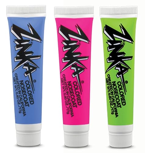Zinka Colored Nosecoat Zinc Oxide Water Resistant 3 Pack Bundle 0.6 Ounce Tube - Blue Pink Green Beauty & Personal Care Zinka