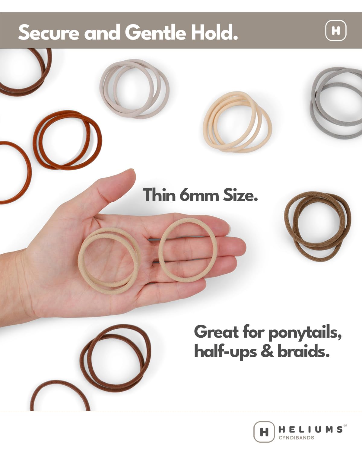Heliums Thin Seamless Hair Ties - Sandy Blonde - 6mm Nylon No Damage Ponytail Holders, 1.75 Inch, Medium Hold for Thin to Normal Hair - 18 Pack Beauty and Personal Care Heliums